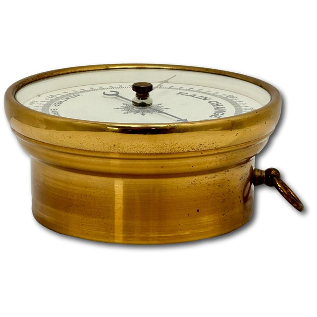 Good Quality Antique Brass Ships Weather Barometer by Taylor Rochester New York - Circa Early 20th Century For Sale - Image 15 of 17