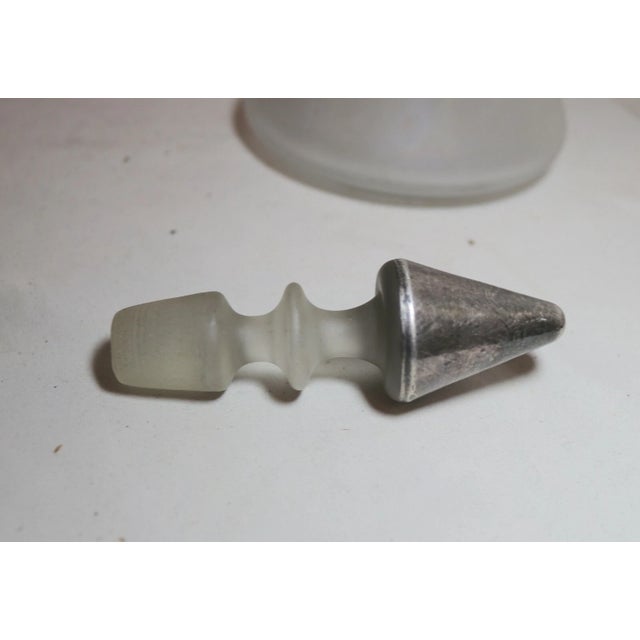 Antique Sterling Silver Overlay Frosted Glass Liquor Wine Claret Decanter Bottle For Sale - Image 9 of 10