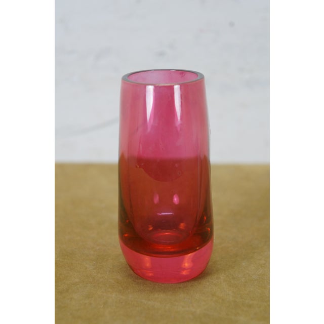 Glass Mid 20th Century Johansfors Swedish Bohemian Cranberry Glass Lily of the Valley Bud Vase For Sale - Image 7 of 12