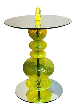 Abacus Glass Tea Table by the Drawing Room Atl in Finish Canary Yellow - Size: Tall / Gueridon - Modern Sofa Table in Colorful Yellow Glass