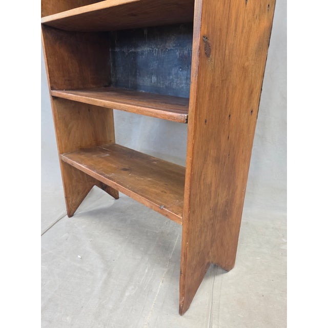 Vintage Rustic Primitive Handmade Pine Bookcase With Metal Backing For Sale - Image 10 of 15