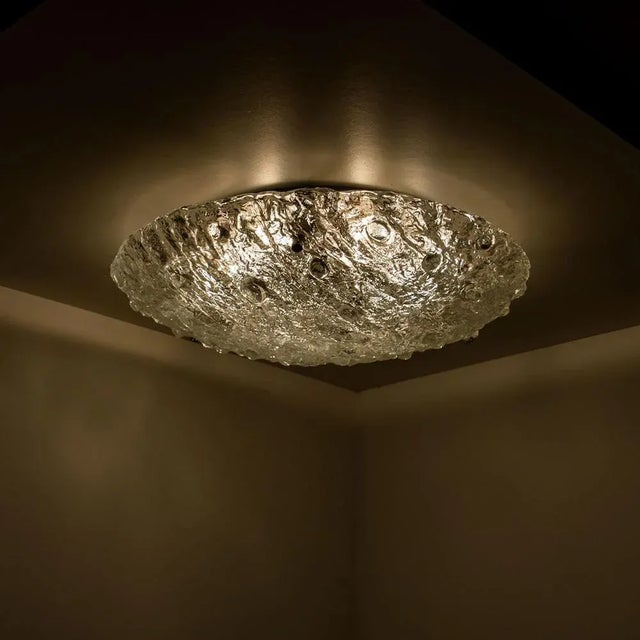 Gold Textured Wave Glass Flush Mount from Kaiser Leuchten, 1970s For Sale - Image 14 of 16