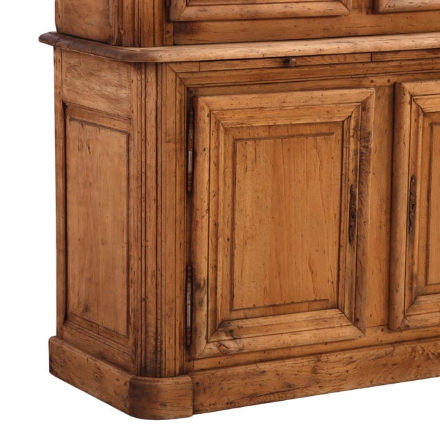 Tan Belgian Oak Two-Piece Breakfront Cabinet, C. 1940 For Sale - Image 8 of 9