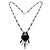 Czechoslovakian Art Deco Black Glass and Crystal Geometric Pendant Necklace, 1920s For Sale - Image 4 of 11