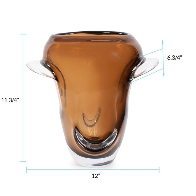 Smokey Umber Flared Edged Glass Vase- Tall For Sale - Image 11 of 11