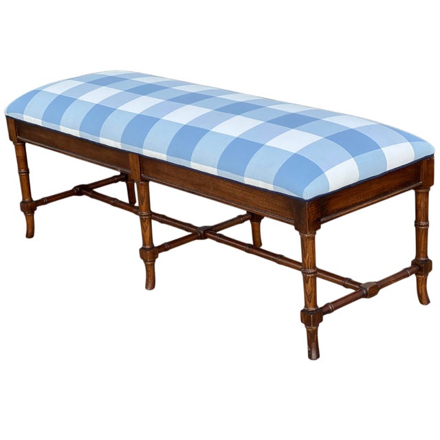 Brown English Faux Bamboo Bench in Serena & Lily For Sale - Image 8 of 11