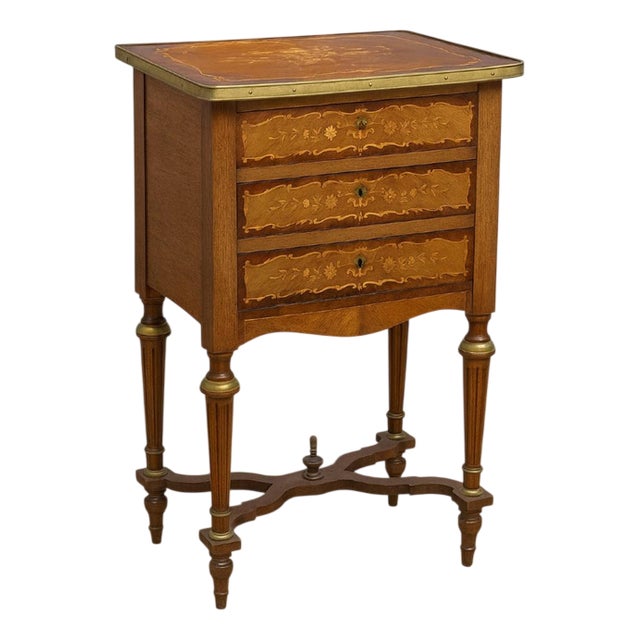 Lady's Commode with Concealed Dressing Table and Floral Marquetry For Sale