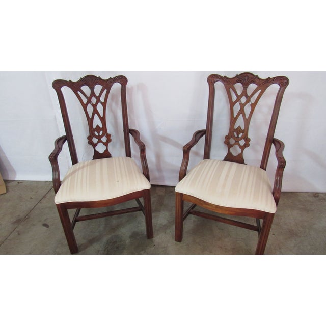 Wood 1980s Set of 8 Chippendale Mahogany Thomasville Dining Room Chairs Eight For Sale - Image 7 of 11