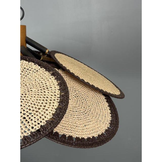 Mid-Century Rattan Fan Pendant Lamp in the style of Ingo Maurer, 1970s For Sale - Image 12 of 18