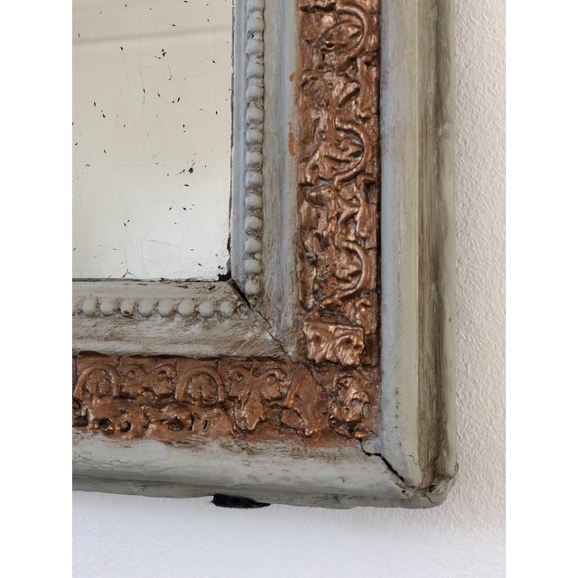 Wood Antique French Louis Philippe Mirror – Cream and Gold, Late 19th Century For Sale - Image 7 of 10