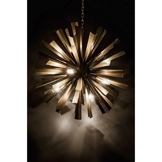 Noir NOIR Bero Chandelier, Metal with Brass Finish For Sale - Image 4 of 5