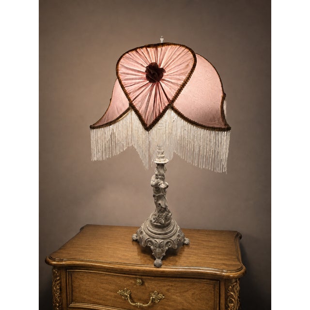 Antique White Vintage Hollywood Regency Style Cherub Table Lamp For Sale - Image 8 of 9