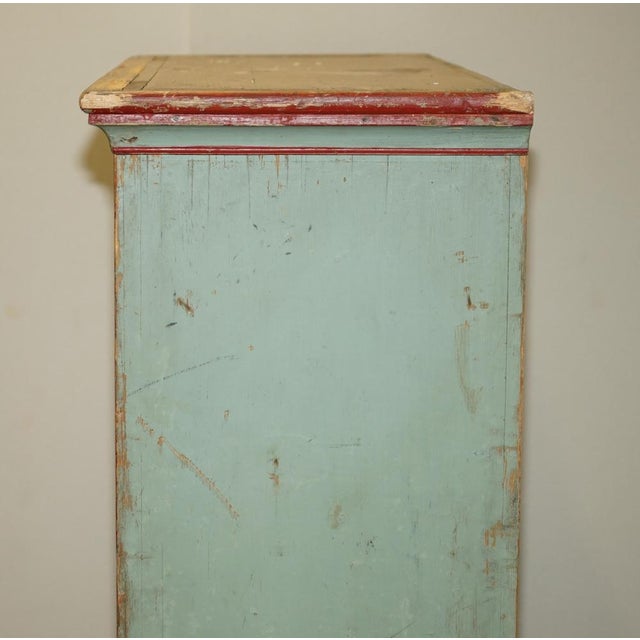 German Aqua Blue Hand Painted Marriage Wardrobe, 1818 For Sale - Image 15 of 18