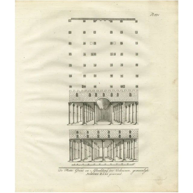 Pococke, Hall of Joseph's Granaries in Egypt Floor Plan and Elevation, 1776, Engraving For Sale