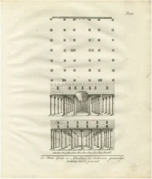 Pococke, Hall of Joseph's Granaries in Egypt Floor Plan and Elevation, 1776, Engraving