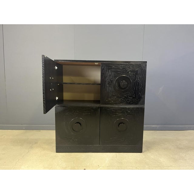 Wood Brutalist Black Bar Cabinet, 1970s For Sale - Image 7 of 11