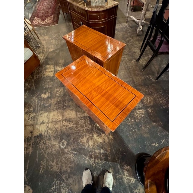 Pair of Italian Neo-Classical Style Walnut Inlaid Tables For Sale - Image 4 of 6