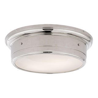 Visual Comfort Signature Siena Large Flush Mount in Chrome with White Glass For Sale