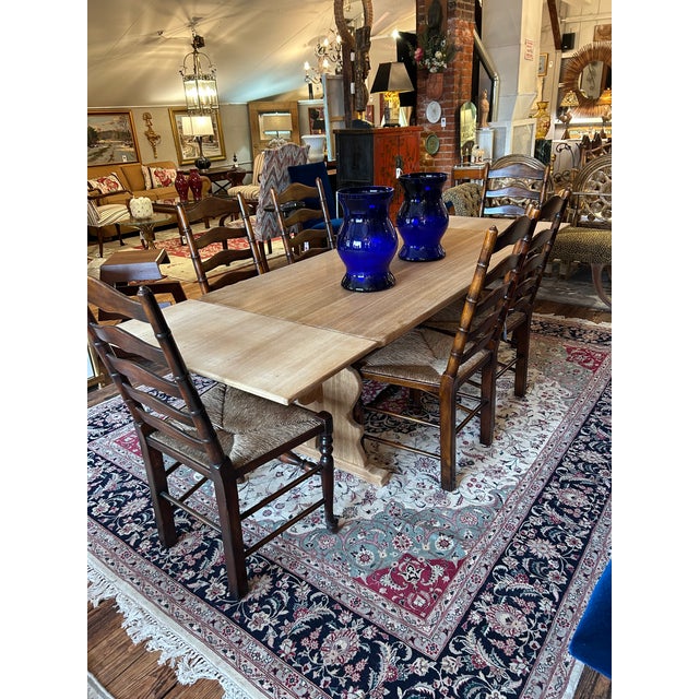 Henning Kjaernult Style White Oak Danish Trestle Dining Table With Breadboards For Sale - Image 11 of 16