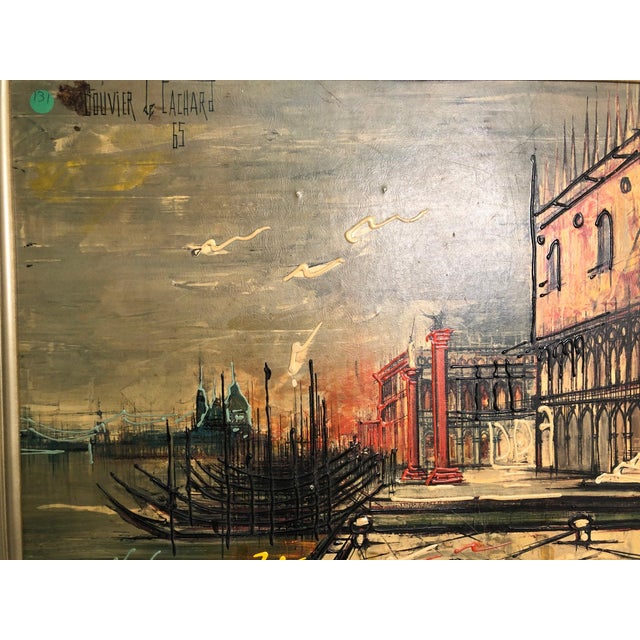 1960s “City of Light and Shadow” - Original Multimedia Painting 1965 Signed on the Top, Framed For Sale - Image 5 of 5