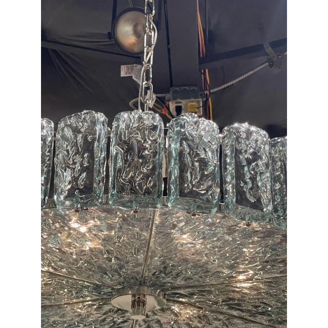Glass Modern Murano Glass Fontana Green Ice Block Disc Chandelier For Sale - Image 7 of 9