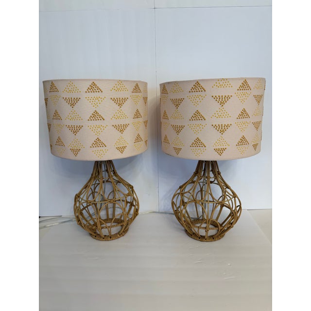 Bohemian-Style Rattan Table Lamps - A Pair For Sale In Boise - Image 6 of 7