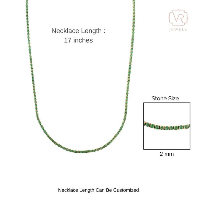 VRJewels Modernist 6.82 Ct Natural Round Emerald Tennis Necklace in Solid 14k Gold For Sale - Image 13 of 18