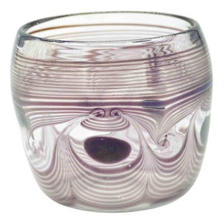 Vintage Engraved Art Glass Vase, Italy, 1987 For Sale