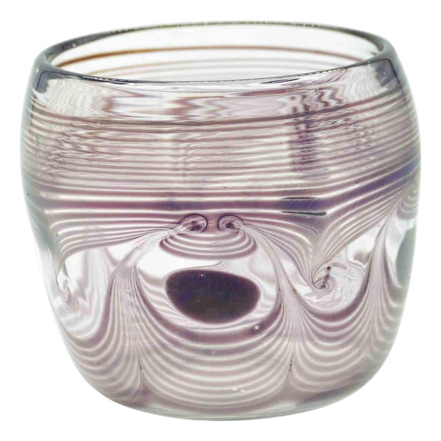 Vintage Engraved Art Glass Vase, Italy, 1987 For Sale