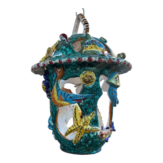 1950s Italian Glazed Terracotta Lantern For Sale