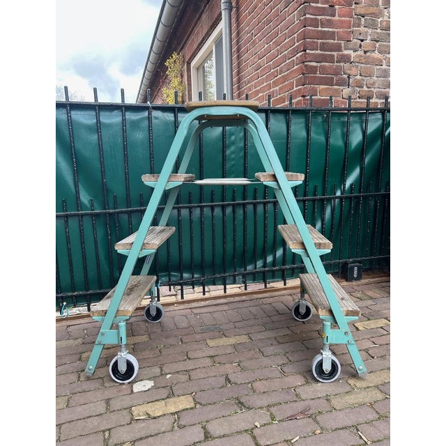 Industrial Rolling Step Ladder Stool, 1970s For Sale - Image 10 of 17
