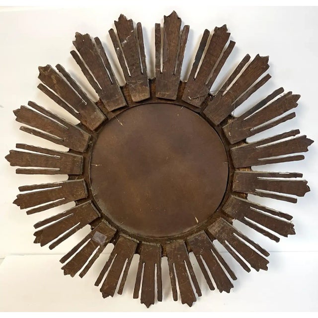 Gold Mid 20th Century Italian Modern Giltwood Sunburst Mosaic Mirror For Sale - Image 8 of 10