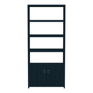 Lark 4-Tier Etagere Bookcase Cabinet, Navy Blue For Sale