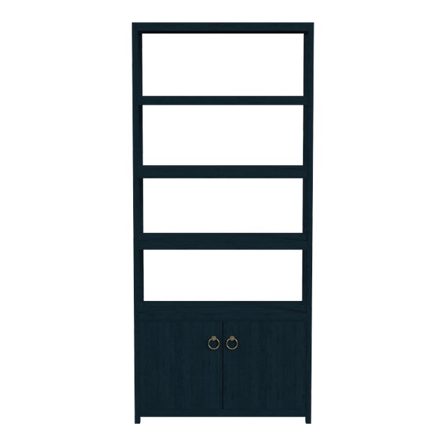 Lark 4-Tier Etagere Bookcase Cabinet, Navy Blue For Sale
