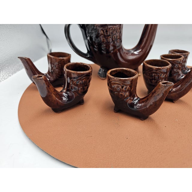 Ceramic Carafe and Glasses, Bulgaria, 1970s, Set of 7 For Sale - Image 3 of 7