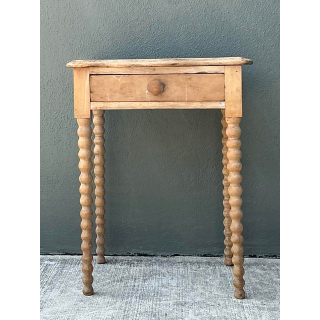 Vintage Primitive Bobbin Side Table For Sale - Image 9 of 12