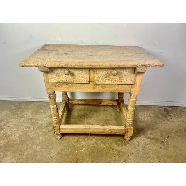18th Century Bleached Walnut Spanish Colonial Table With Two Drawers For Sale - Image 11 of 11