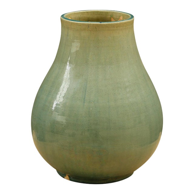 1970s Green Porcelain Vase For Sale