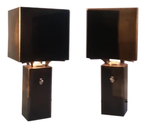 Bronze and Steel Graf Spee Table Lamps - A Pair
