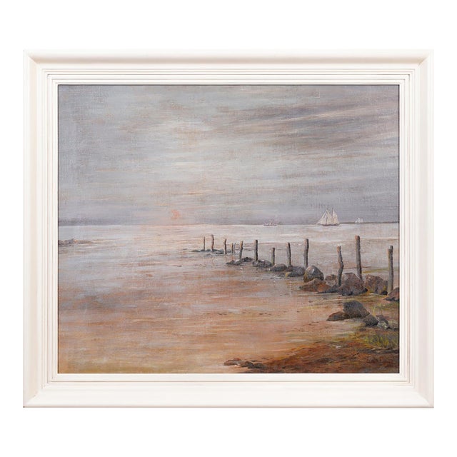 Danish Tonalist Oil on Canvas Seascape, 1910 For Sale