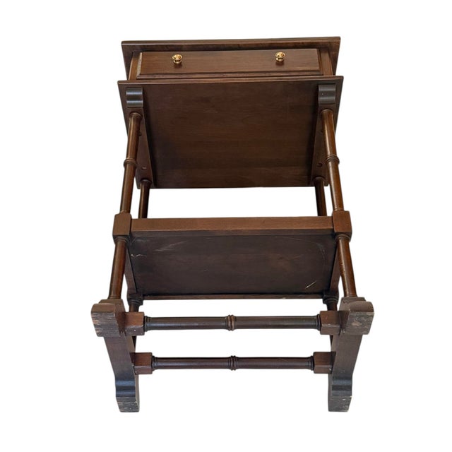 Brown Mid 20th Century Ethan Allen Georgian Court Solid Cherry Telephone Table For Sale - Image 8 of 12