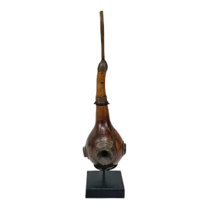Early 20th Century Central African Copper and Hide Smoking Pipe Professionally Mounted