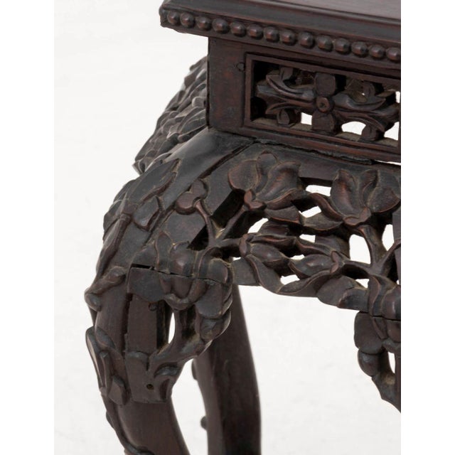 Chinese Marble Inset Carved Wood Pedestal Table For Sale In New York - Image 6 of 6