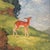 Late 20th Century Pair of Petite Framed Folk Art Landscape Deer Paintings For Sale - Image 4 of 10