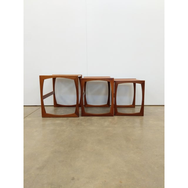 Mid-Century Modern Set of Vintage Mid Century Modern Teak Nesting Tables Attributed to G Plan For Sale - Image 3 of 10