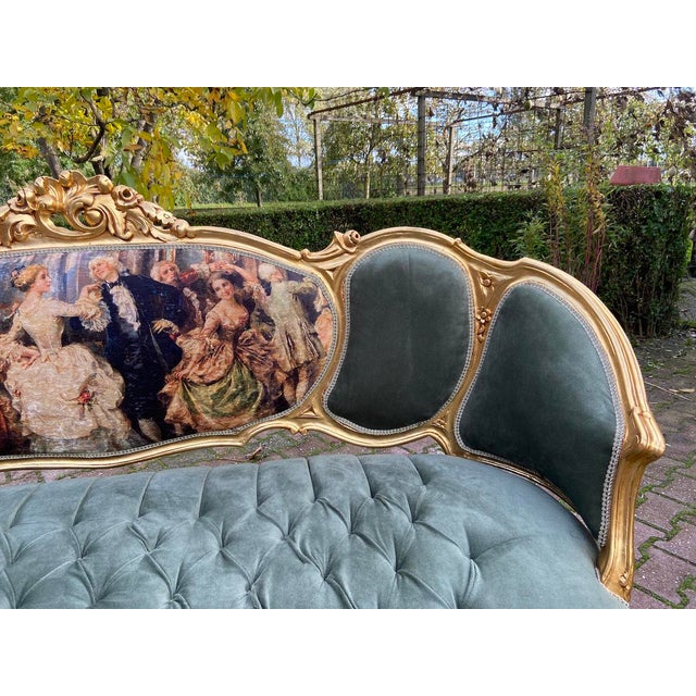 1950's Louis XVI Living Room Set Green Velvet - 3 Pieces For Sale - Image 4 of 13