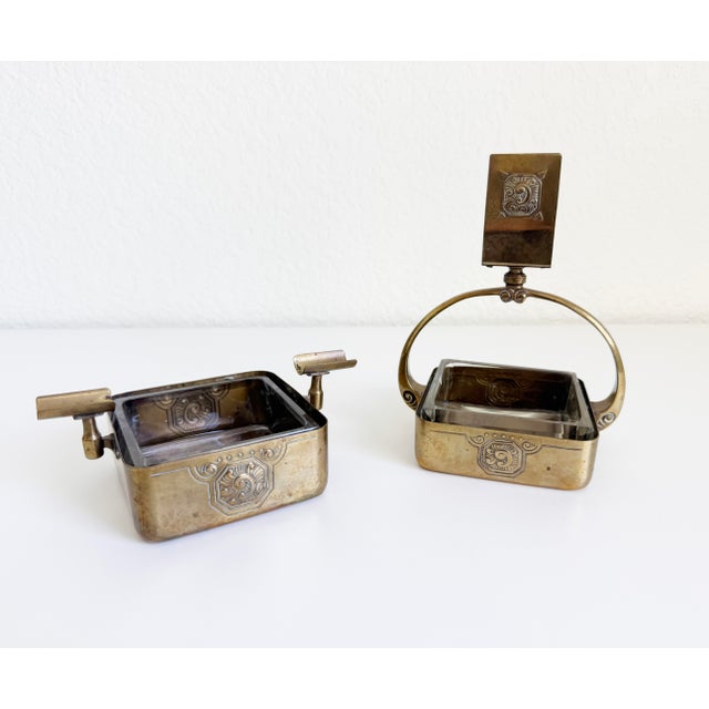 Brass 1920s WMF German Cigar Cigarette Smoking Set For Sale - Image 8 of 17