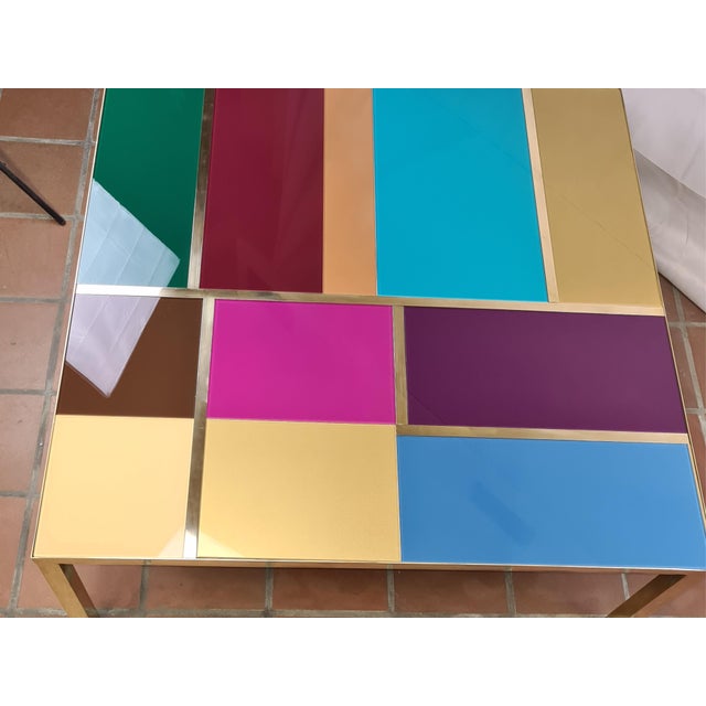 Murano Glass Coffee Table with Brass Frame from Justfurnituress SRL For Sale - Image 4 of 9