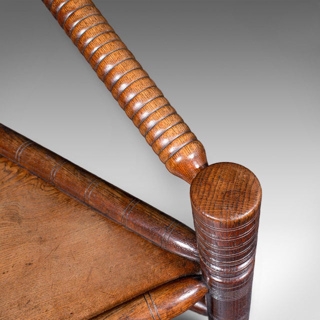 Antique Old Saxon Armchair, English, Oak, Turner's Chair, Elbow Seat, Victorian For Sale - Image 9 of 10