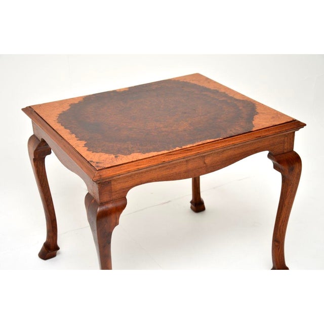 Wood Antique Burr Walnut Coffee Table, 1920 For Sale - Image 7 of 9